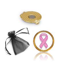 Load image into Gallery viewer, Breast Cancer Ribbon Golf Ball Marker and Hat Clip Gift Set