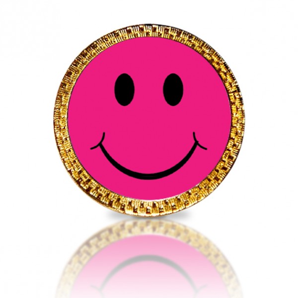 Happy Face Pink Golf Ball Marker